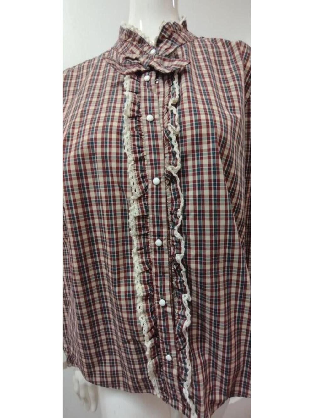 Stranger Things Plaid Long Sleeve Western Ruffed Crochet Historical Costume M/L - Picture 12 of 16